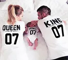 Футболка из 100% хлопка с надписью King 07 Queen 07 Prince, футболки для новорожденных с коротким рукавом и круглым вырезом