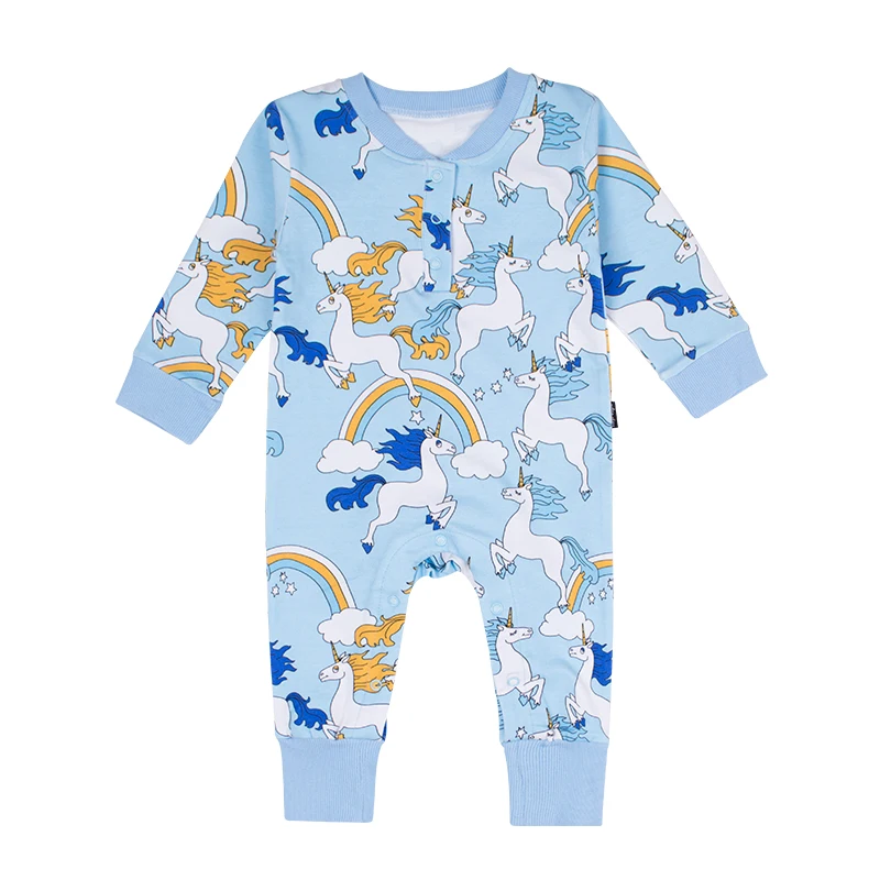 Blue Unicorn Tinypeople ; ins; милые комбинезоны для маленьких мальчиков хлопковая клетчатая рубашка комбинезон осень, платье-комбинезон для девочек, одежда для младенцев, детей ясельного возраста Комбинезон Onesie - Цвет: Blue Unicorn