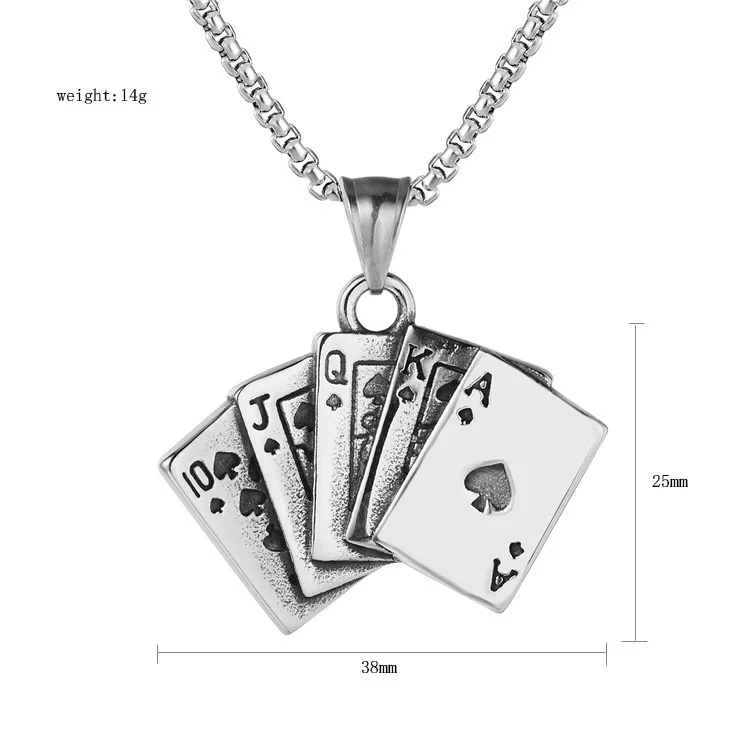Новинка, счастливый флеш Ace Of Spades, мужское ожерелье, серебряный тон, монограмма, покерный кулон для мужчин, нержавеющая сталь, казино, Фортуна, игра