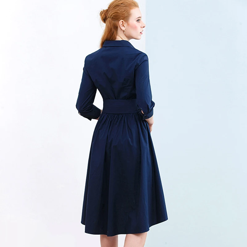 Женское платье с поясом черное синее неровным краем|collar dress|autumn dressdress fashion women |