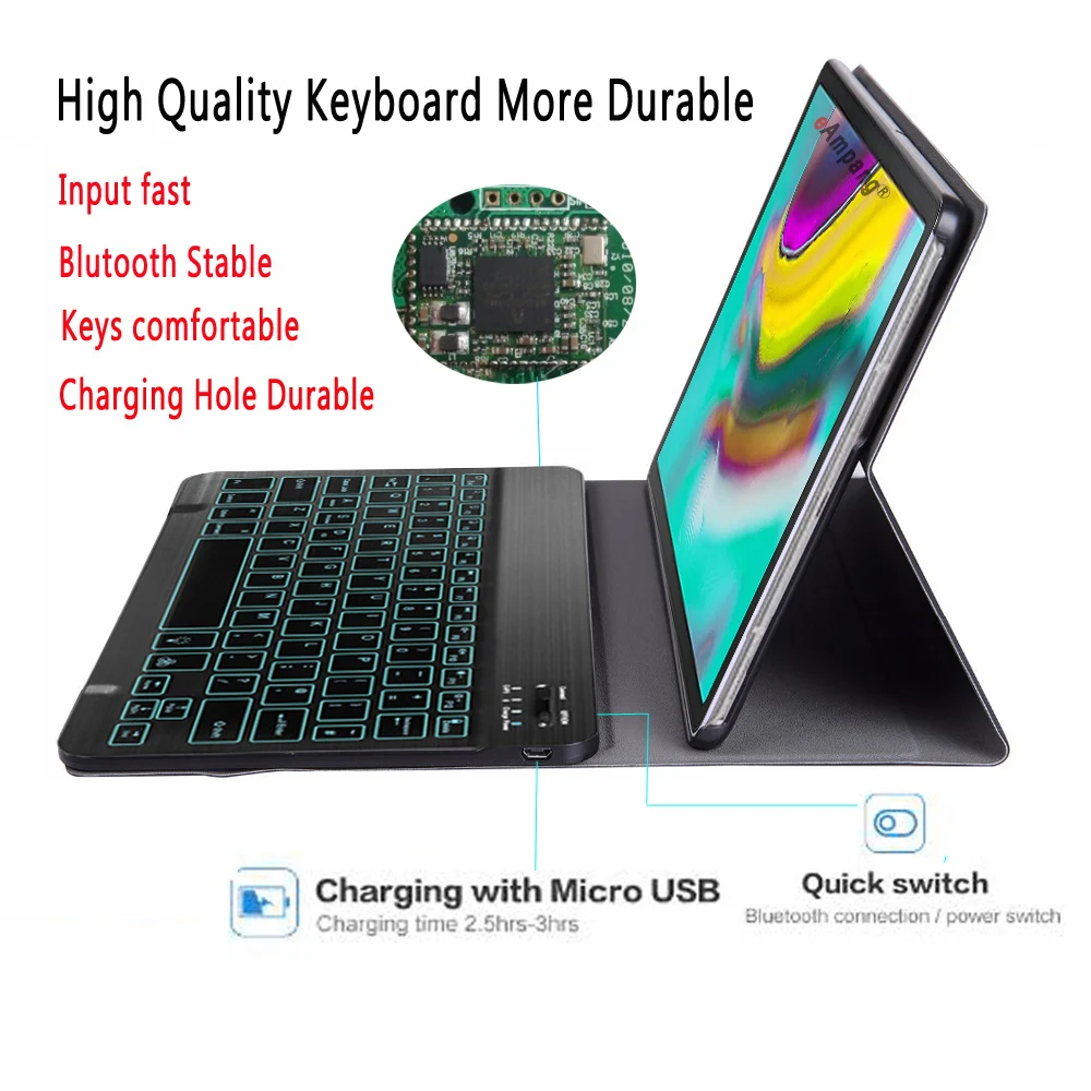 Чехол с клавиатурой подсветкой для Samsung Galaxy Tab S5E 10 5 2019 T720 T725|Чехлы планшетов и