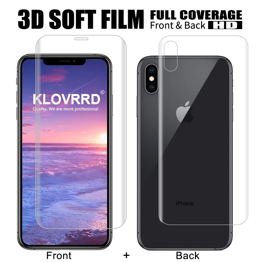 Передняя + задняя мягкая пленка для iPhone 6 6s 7 8 Plus защитная на весь экран X Xs Max Xr