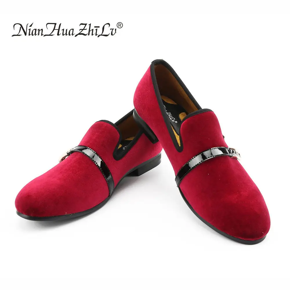New fashion red shoes men velvet loafers Breathable Men's party and Wedding Shoes italian men's dress handmade | Обувь