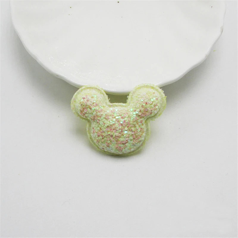 Mouse yellow-5pcs Блестящий карамельный цвет кролик в форме головы накладки патчи Аппликации для рукоделия швейные принадлежности "сделай сам" заколки для волос аксессуары - Цвет: Mouse yellow-5pcs