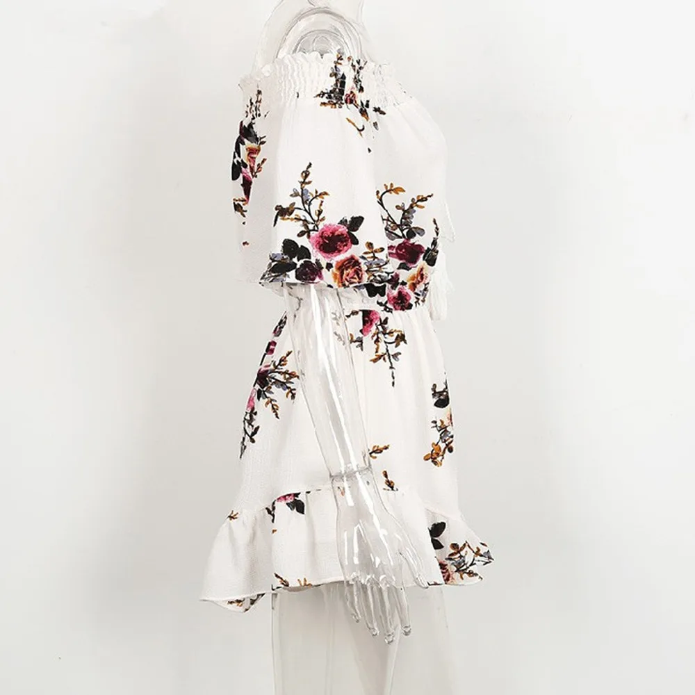 Выкл костюм с открытыми плечами женский полиэстер Повседневный цветочный принт