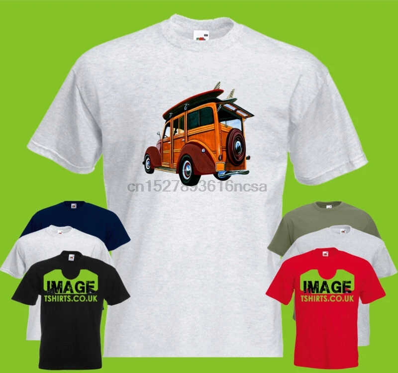 Woody Surf Wagon Мужская печатная Футболка автомобиль праздник Пляж Лето доска для