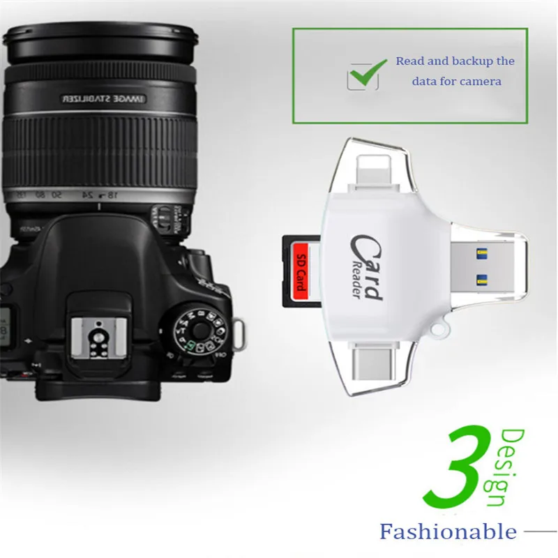 4 в 1 Тип C-USB Micro SD Card Reader Адаптер для iPhone Ipad Andrid OTG телефонов компьютер