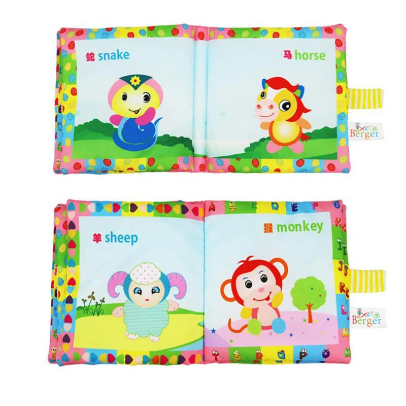 Детские мягкие милые Мультяшные Животные Китайский Зодиак Ткань Книга