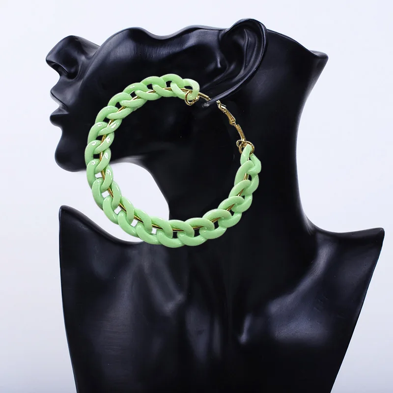 green Серьги круглые большие круглые серьги баскетбольные Brincos вечерние круглые CCB серьги для женщин УФ-ювелирные изделия 80 мм - Окраска металла: green