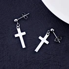 Оптовая продажа, низкая цена, серьги-капли с крестиком из нержавеющей стали, модные ювелирные изделия унисекс, рождественский подарок, Прямая поставка, brincos