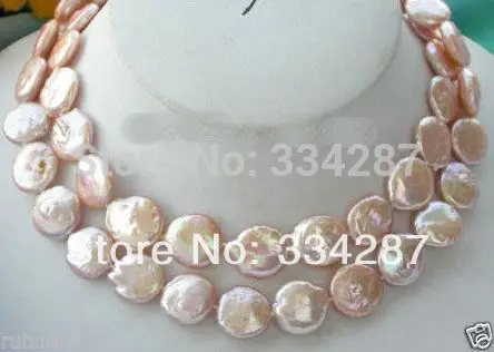 really 11-12MM freshwater pink pearl coin necklace 32&quot |