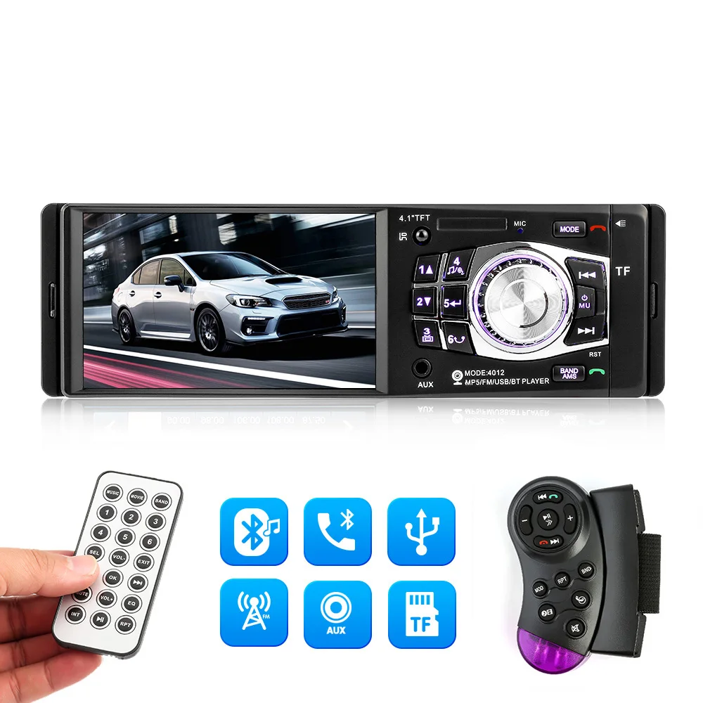 Авторадио 1 din автомагнитола bluetooth автомобильный аудио плеер с HD цифровым экраном FM MP3 MP4 плеер обратное изображение SD USB зарядное устройство