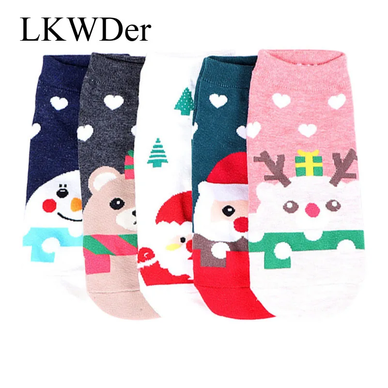 

5pairs Christmas Santa Claus Socks Women Cotton Funny Elk Winter Socks New Year Gift Cartoon Deer Snow Cute Girl Art Socks Meias