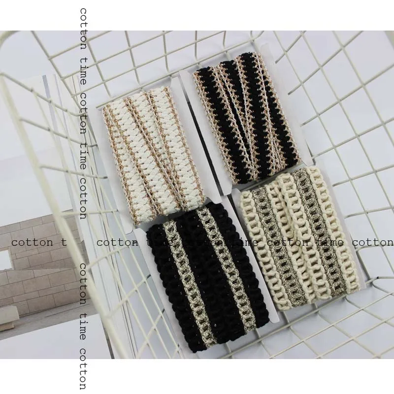 Хлопковая оплетка 3/5 ярдов золотая черная и белая винтажная отделка