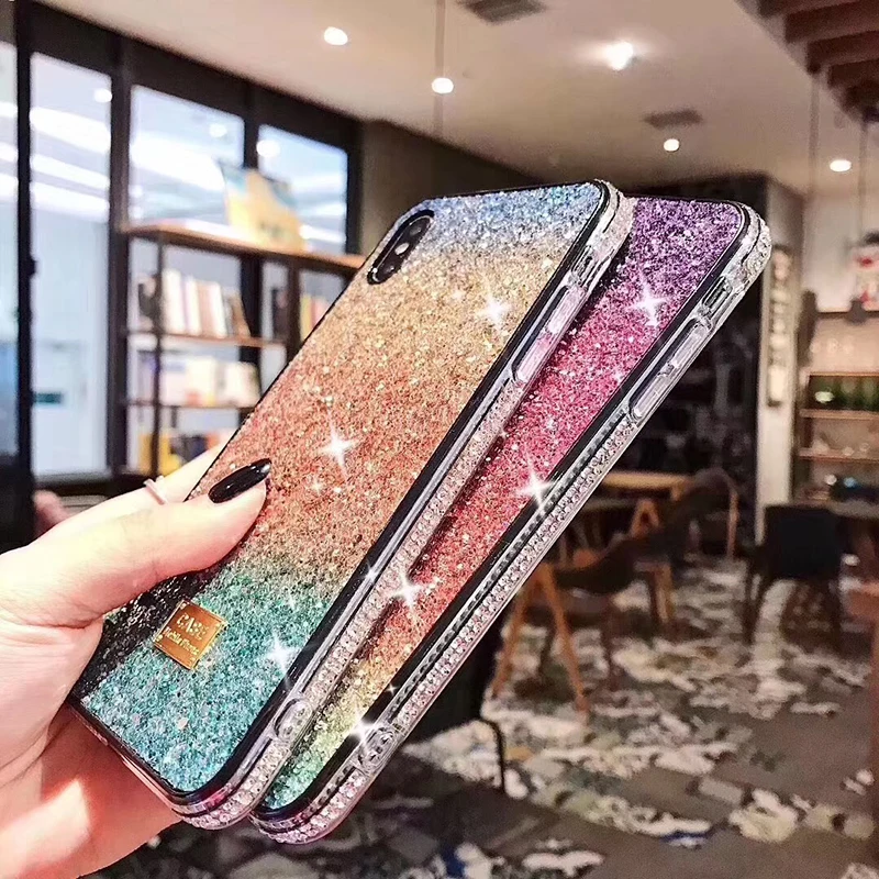 Роскошный Блестящий Мягкий силиконовый чехол для iphone 6 7 plus 8 X XS XR MAX цветной