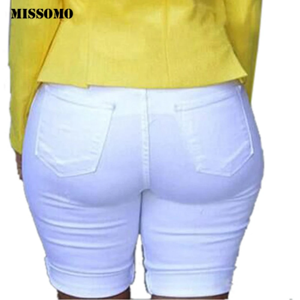 Женские Эластичные рваные джинсы MISSOMO джинсовые шорты Стрейчевые черного цвета |