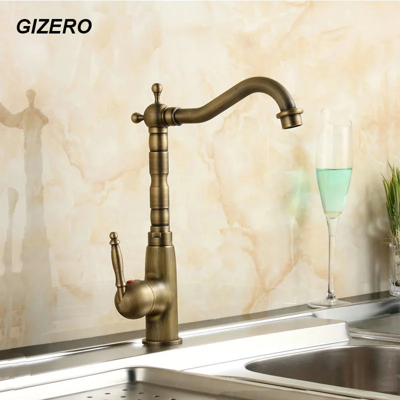 

Antique Brass Faucet Kitchen Sink Mixer Swivel Spout Bathroom Basin Tap torneira Deck Mounted grifo ZR103