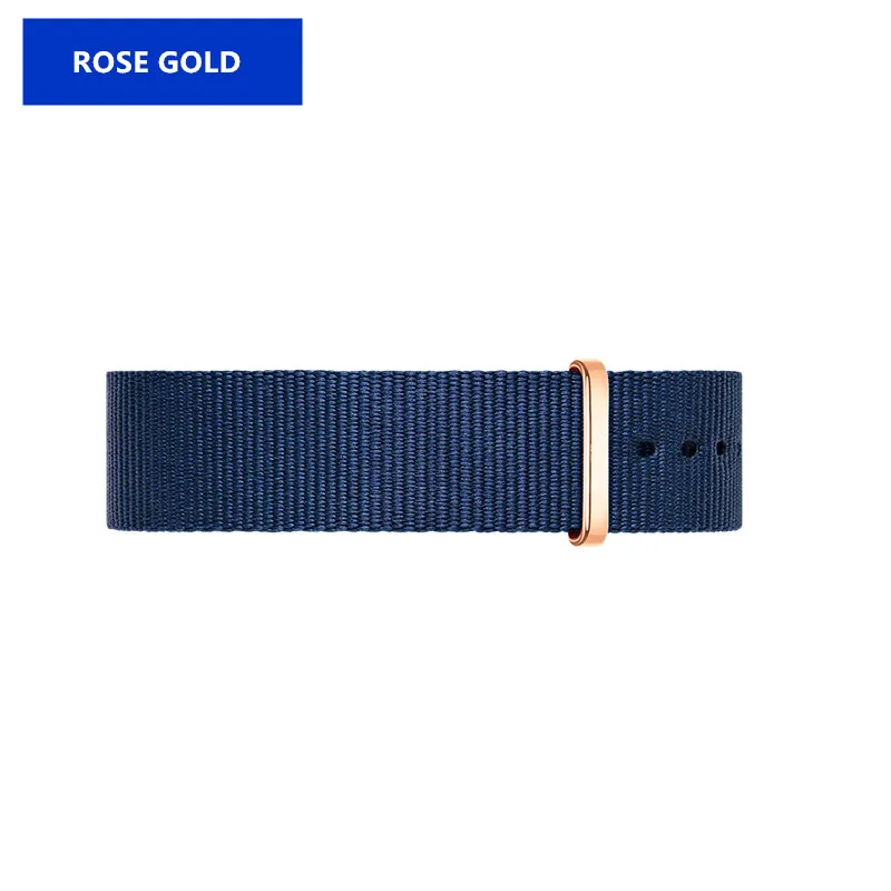 blue rose gold Nazeyt, повседневный ремешок для часов, роскошная нейлоновая ткань, 18 мм, 20 мм, Пряжка из сплава, аксессуары для часов, красное вино и темно-синий спортивный ремешок для часов - Цвет ремешка: blue rose gold