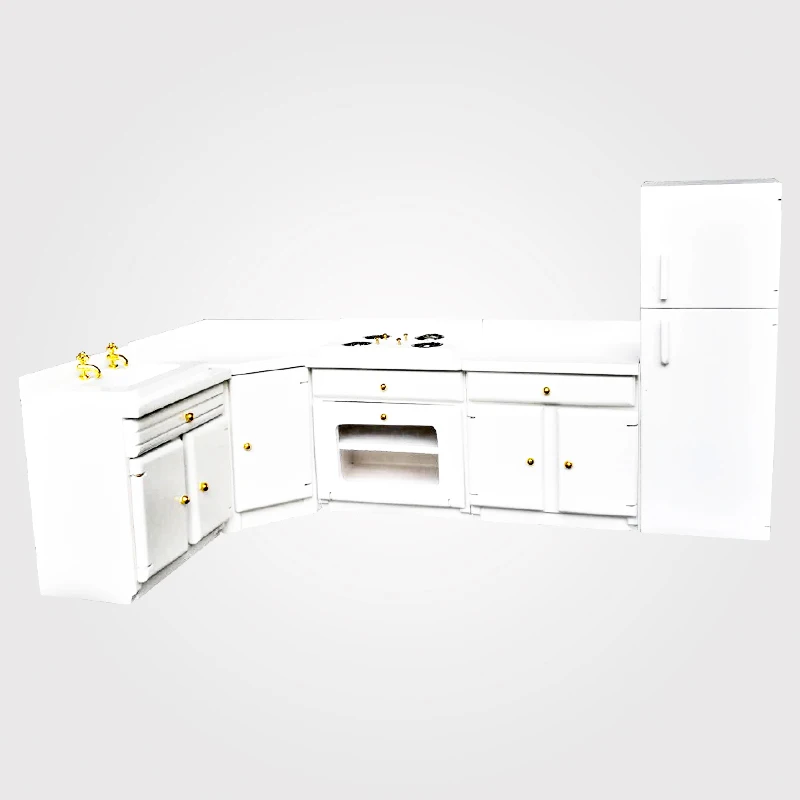 G05-X5133 детский подарок игрушка 1:12 кукольный домик мини мебель миниатюрный rement аксессуары белый Набор для кухни гостиной