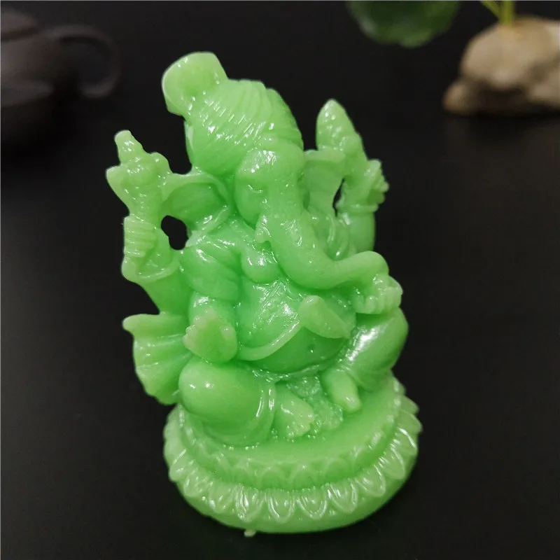 Светящийся искусственный Нефритовый камень статуя Ганеши Будды украшения