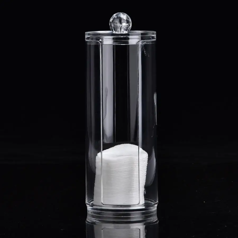 Прозрачный Круглый акриловый Органайзер для хранения хлопковых тампонов чехол