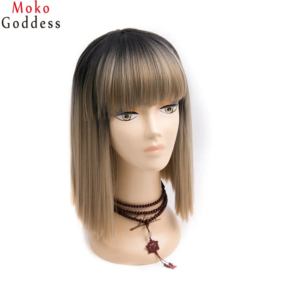 Mokogoddess короткие волосы парики для женщин Омбре парик блонд синтетические