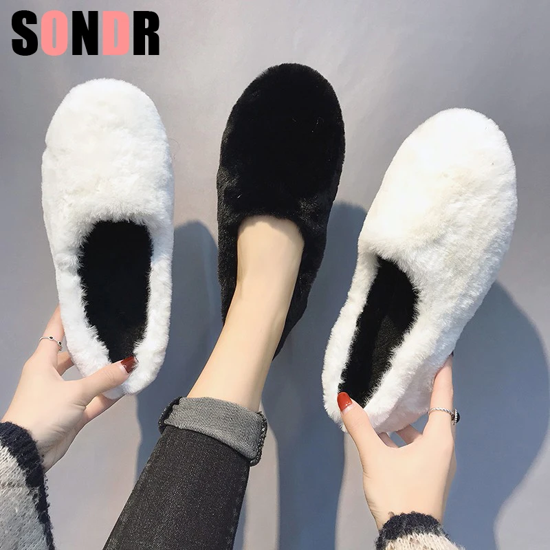 Зима осень женские домашние ботинки с искусственным мехом модная теплая обувь