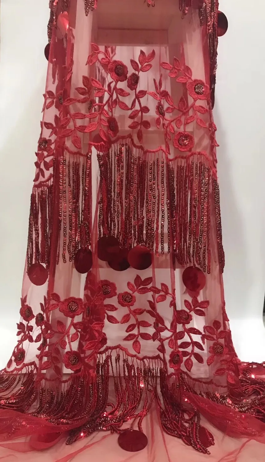 Африканская пайеточная кружевная ткань 2018 года высокого качества нигерийские пайетки материалы с швейными принадлежностями для платьев ML7063.