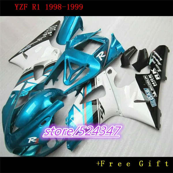 

Hey-Custom Обтекатели наборы для 1998 1999 YZF R1 98 99 YZFR1 YZF 1000 светло-голубой белый завод Обтекатели наборы для Yamaha