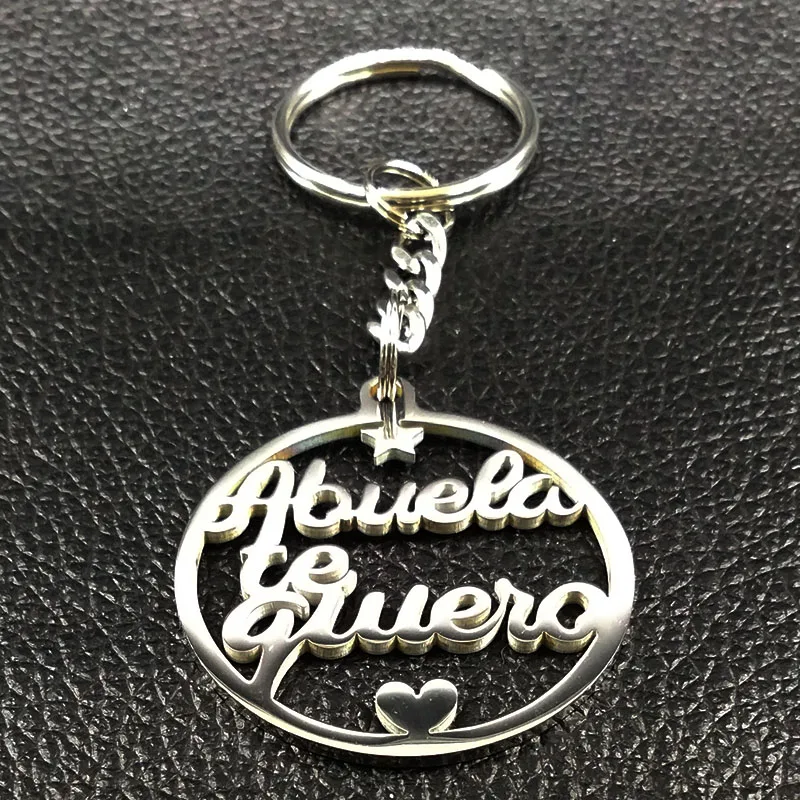 Модные te quiero abuela нержавеющая сталь кольцо для ключей женщин Серебряный Цвет