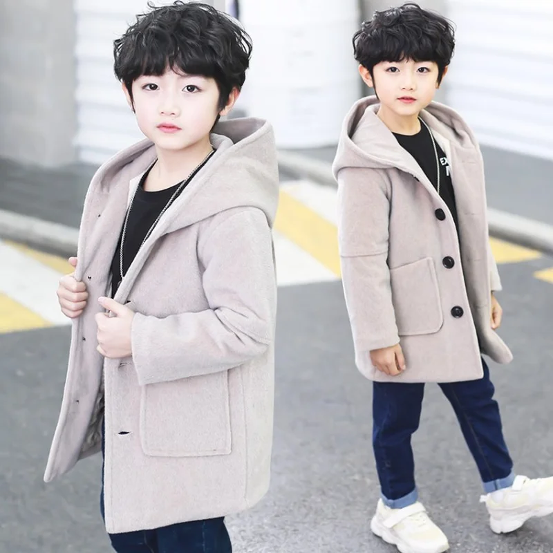 Новинка 2019 модная детская верхняя одежда из смешанной шерсти для мальчиков 4-16
