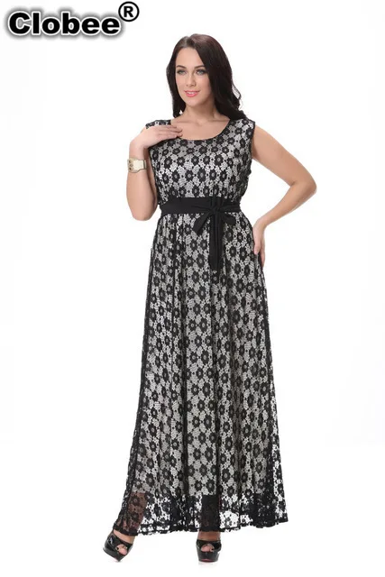 Женское длинное пляжное платье черное кружевное вечернее большого размера s