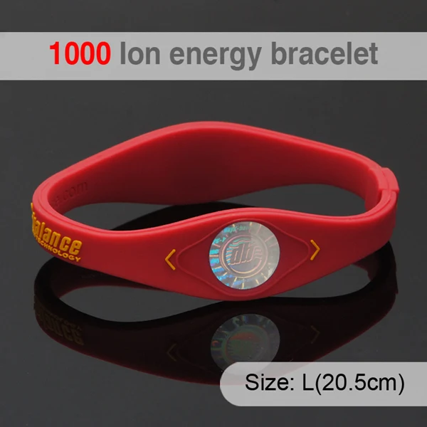 Red Yellow Size L 1000 ионов Био Элементов Энергии Браслет Силиконовый браслет с Голограммные браслеты Мощность полосы баланс энергии браслет с розничной - Окраска металла: Red Yellow Size L