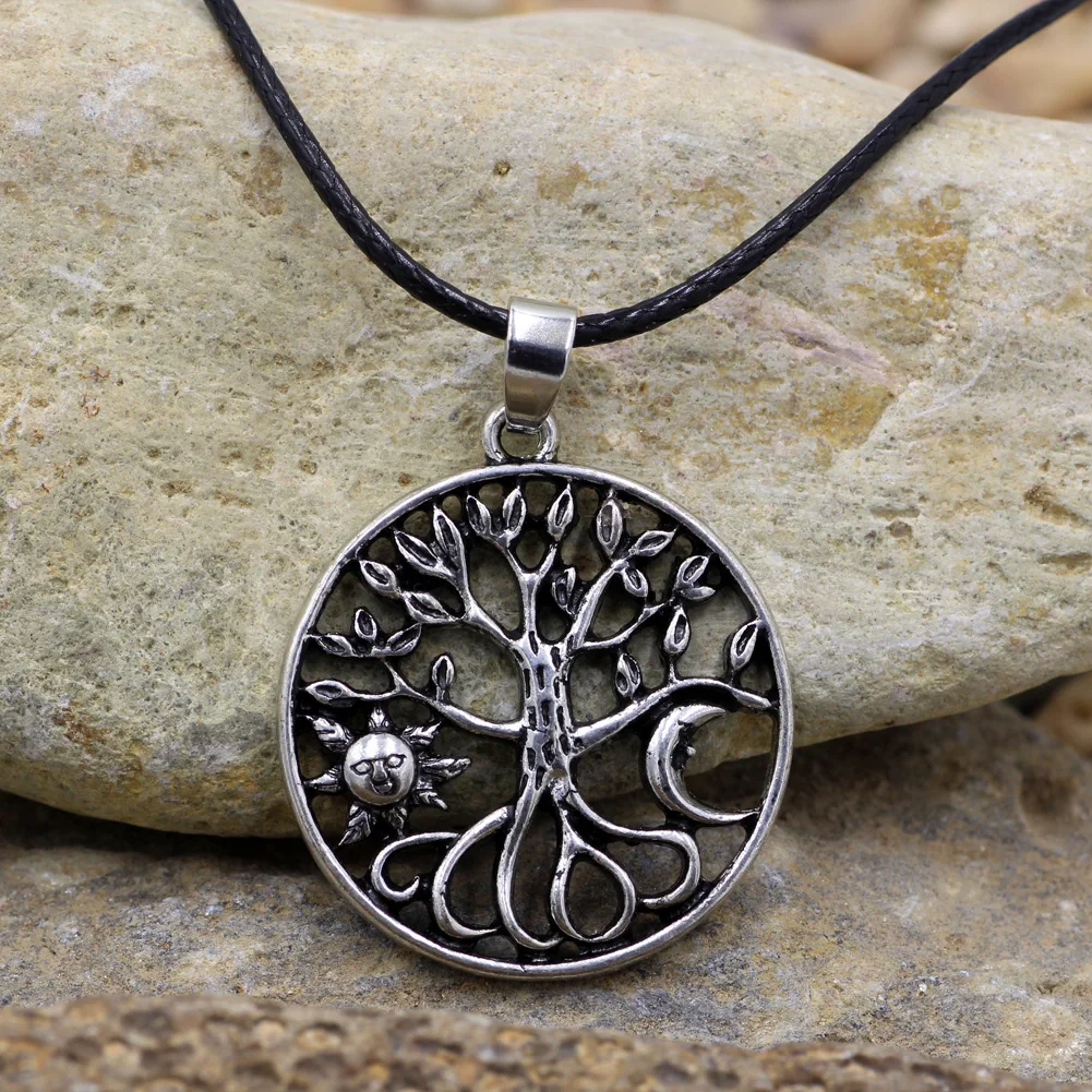 Youe shone Древо жизни ожерелье сплав дерево кулон Солнце Луна Круглый Серебряный