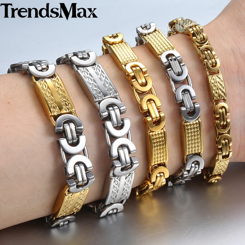Мужские браслеты в стиле хип хоп золотые византийские звенья браслет из