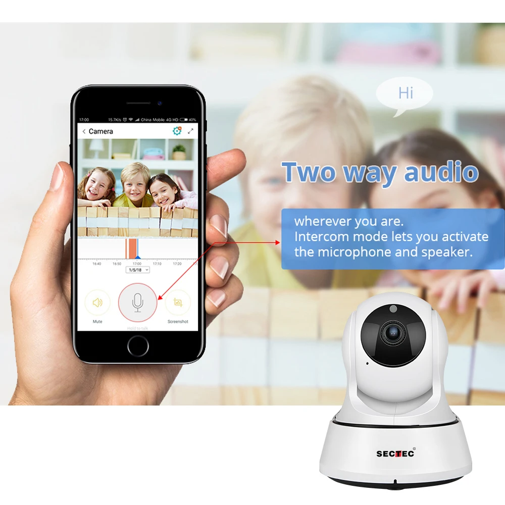 SECTEC 720P облачная ip-камера для хранения, беспроводная Wi-Fi камера для домашней безопасности, CCTV сетевая камера, ночное видение, детский монитор