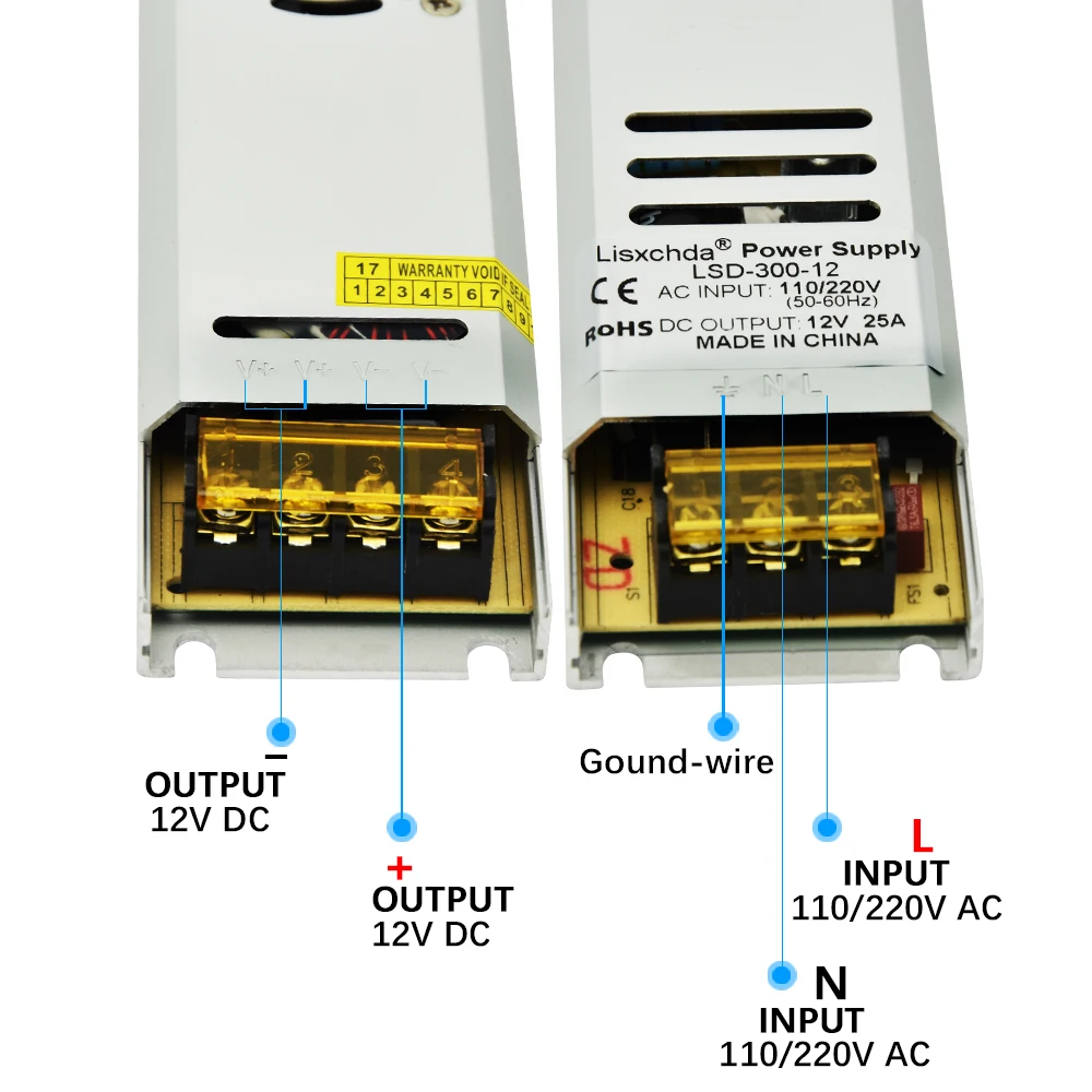 AC110-240V DC12V100W 150W 200W300W трансформатор для освещения светодиодный сверхтонкий адаптер питания для светодиодной ленты