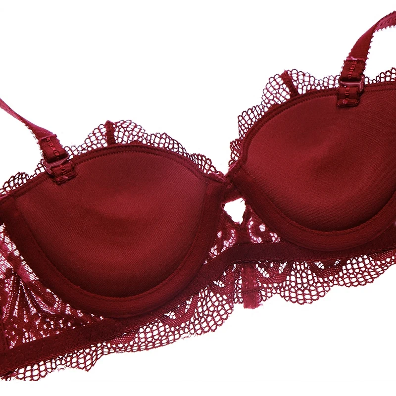 Комплект женского кружевного нижнего белья с чашкой пуш ап 3/4|bra and panty|bra panty setred bra |