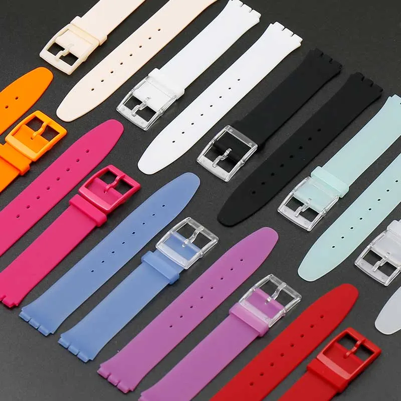 Ремешок силиконовый для часов Swatch водонепроницаемый резиновый браслет мужчин и
