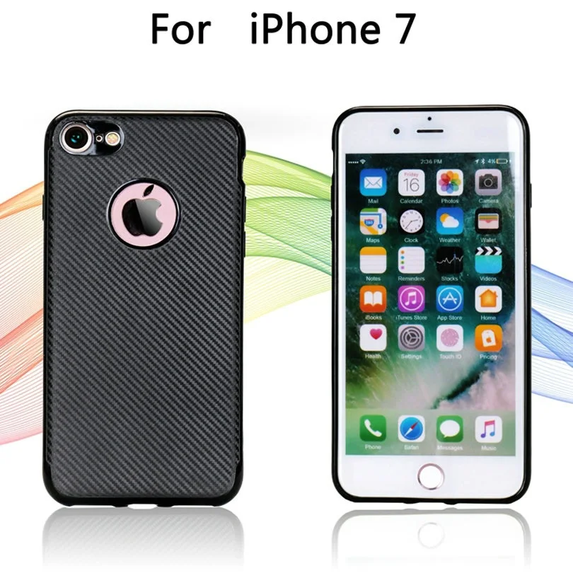Для iPhone 7 4 &quotчехол из углеродного волокна для Жесткий чехол ТПУ мягкий резиновый