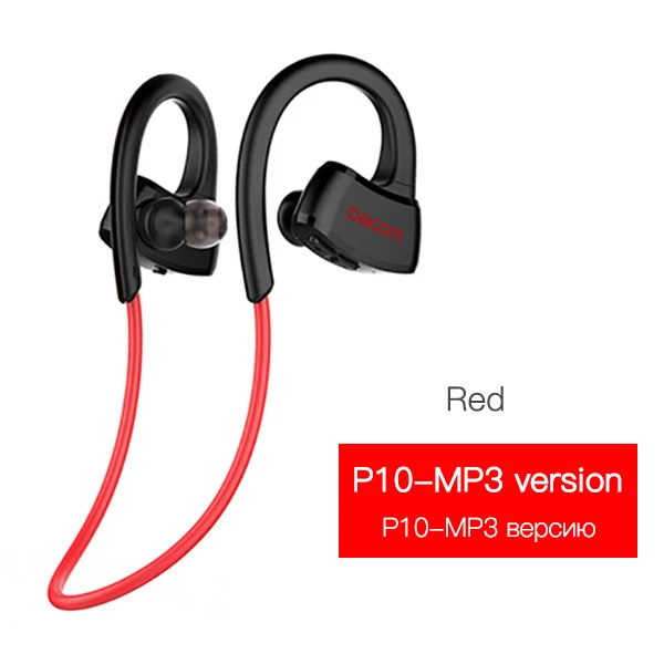 Red headset DACOM P10, MP3 плеер, гарнитура для телефона, стерео, спортивные, беспроводные, Bluetooth наушники, наушники с 512 М памятью, IPX7, водонепроницаемые, для бега - Цвет: Red headset
