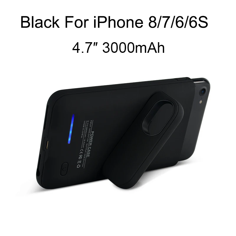 Black for i8 7 6 6s KEYSION, портативный зарядный чехол для iphone 8, 7, 6, 6s Plus, 3000/4200 мАч, аккумулятор, внешний аккумулятор, зарядное устройство, чехол для i8, 7, P, 6P - Цвет: Black for i8 7 6 6s