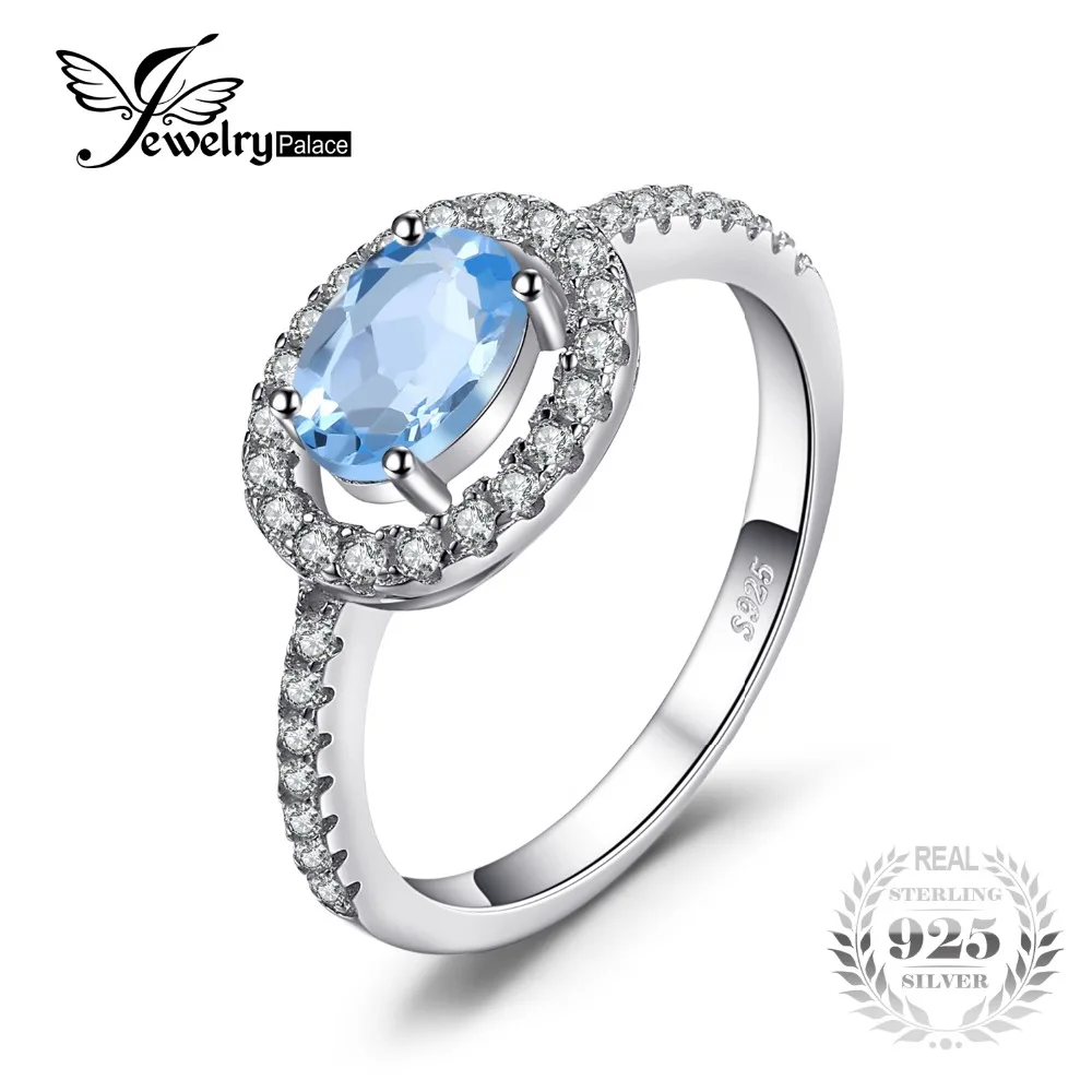 Jewelrypalace круглый 1ct натуральный голубой топаз кольцо стерлингового серебра 925