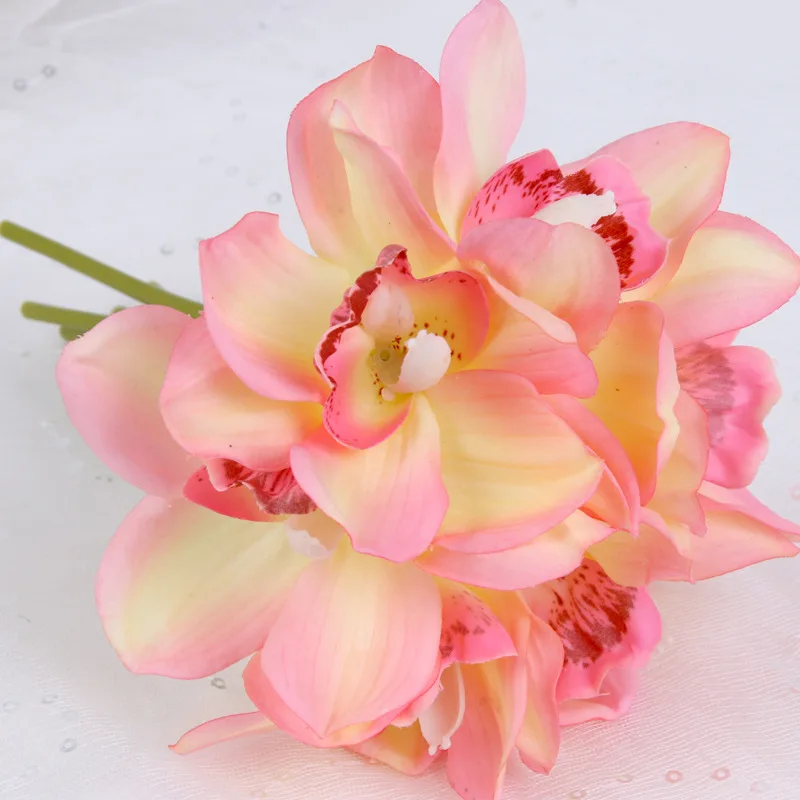 Искусственная Орхидея Cymbidium 6 цветов на ощупь|Искусственные и сухие цветы| |