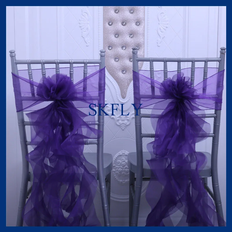 purple SH098D SKFLY дешево удивительный фиолетовый красный темно-синий, золотой белый слоновой кости розовый курчавая ива органза стул пояса - Цвет: purple