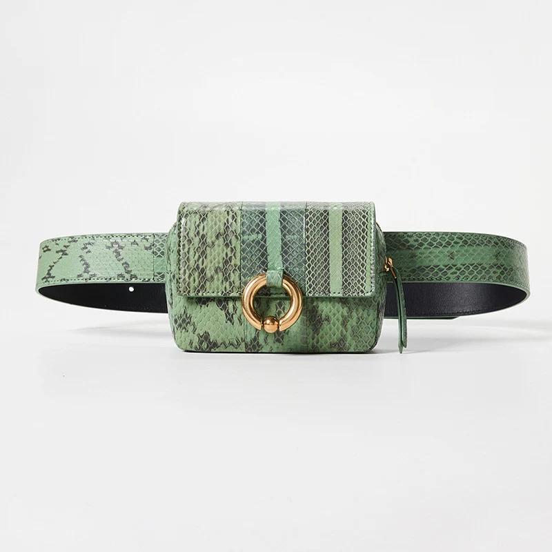 Green waist bag Женская поясная сумка из искусственной кожи под змеиную кожу, модная поясная сумка из змеиной кожи, мини-сумка на плечо для женщин, нагрудная сумка 61 - Цвет: Green waist bag
