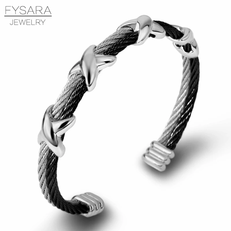 FYSARA известный закрученный провод Браслеты X дизайн браслеты для женщин модные ювелирные изделия для мужчин Браслет-манжета Модный Рождественский Pulseiras
