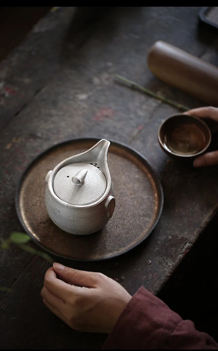 TANGPIN 999 silver and ceramic teapot gaiwan handmade silver tea pot kung fu tea sets drinkware 250ml