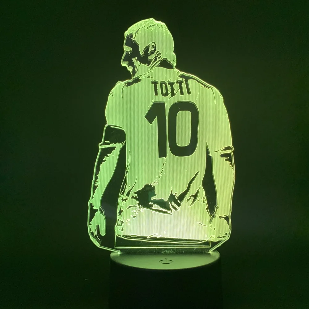 Светодиодный ночной Светильник футбол Футбол плеер Francesco Totti вид сзади Рисунок для офиса номер Декор подарок для друга для мальчиков настольная лампа