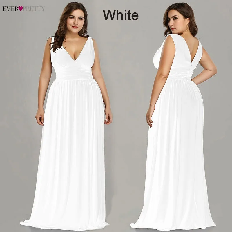 Ever Pretty, платья подружки невесты размера плюс,, Vestidos, элегантные, трапециевидные, v-образный вырез, открытая спина, длинные, шифоновые, свадебные, вечерние платья EP09016